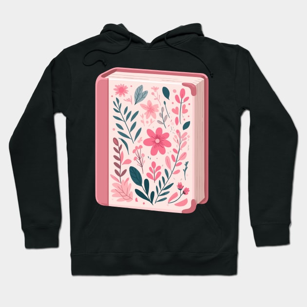 Pink Floral Book Hoodie by Siha Arts